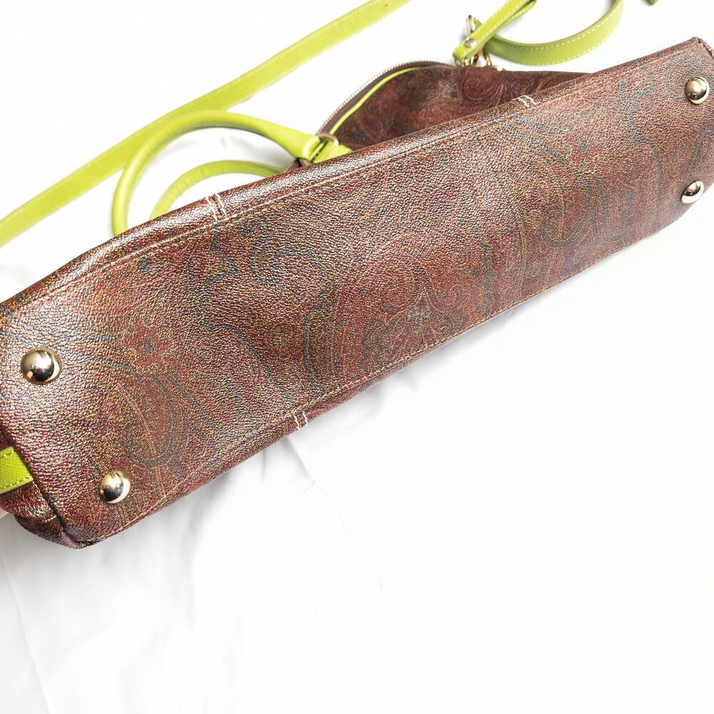Etro Paisley Shoulder Bag Brown Lime Boho Euro Luxe Resort - Picture 5 of 13